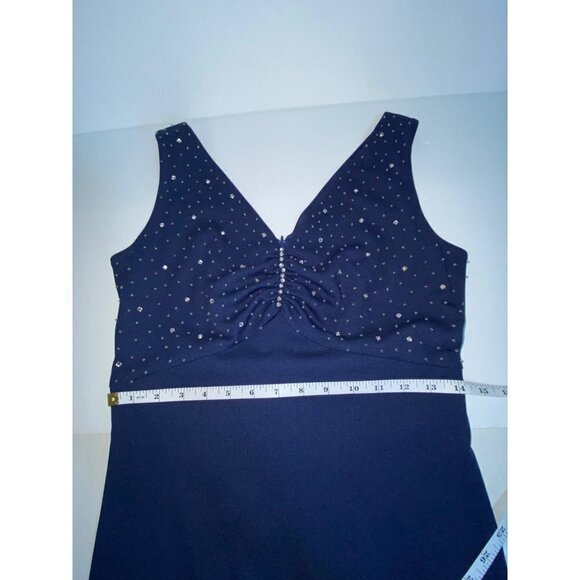 Vintage 70's Hand Made One of a Kind Womens Blue Evening Gown with Beaded Bodice - Picture 7 of 9